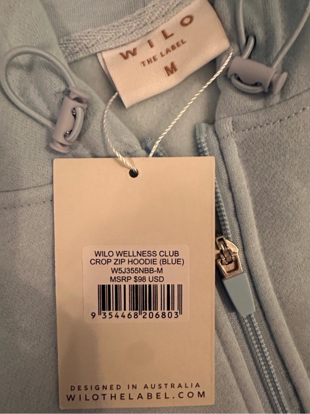 WILO Light Blue Cozy Fleece Zip Hoodie & Drawstring Shorts Set- NWT!Size M - Picture 7 of 9